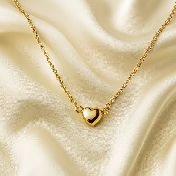 Gold Heart Pendant Necklace – Minimalist Dainty Jewelry for Everyday Wear - Picture 1 of 8